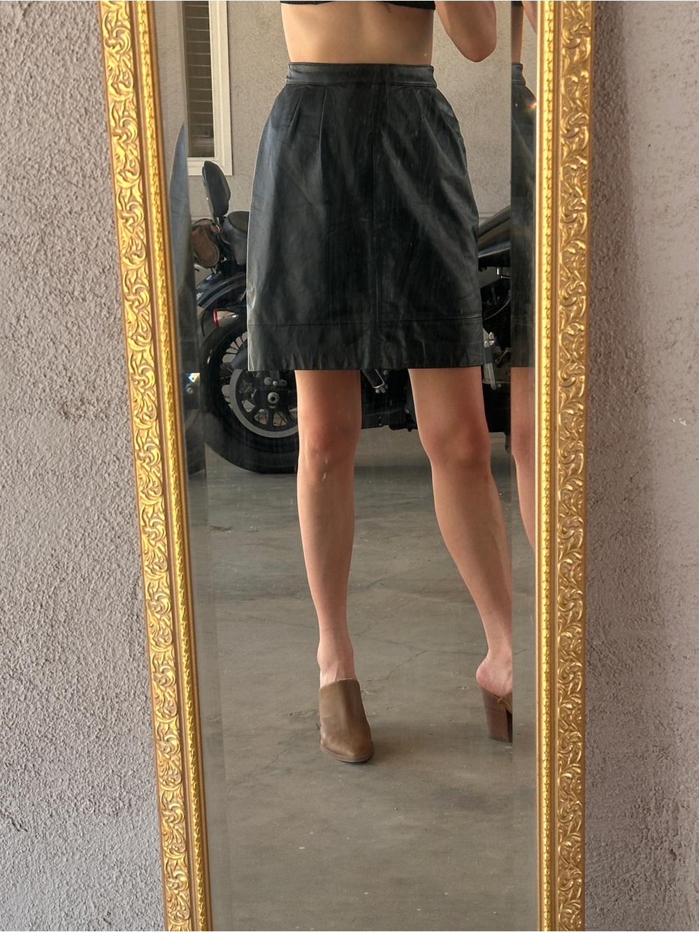 Vintage Black Leather Mini Skirt